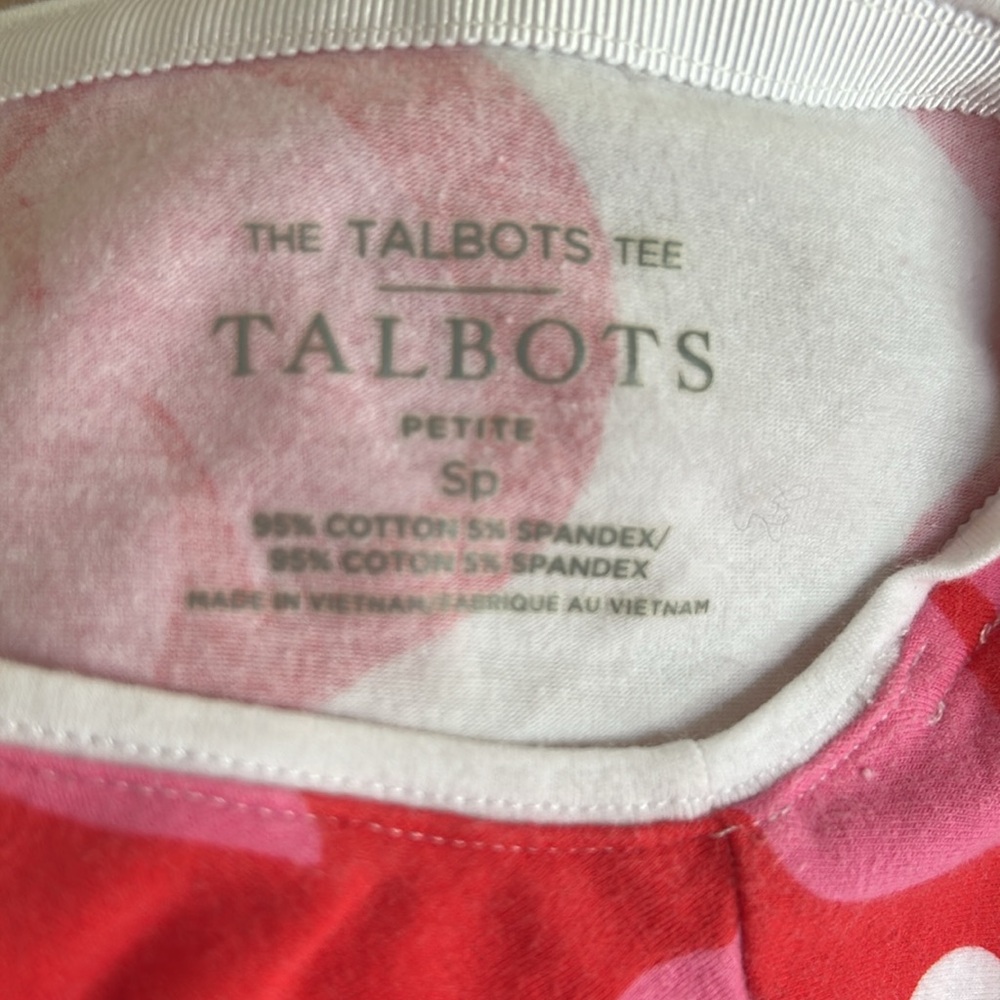 Talbots Red/Pink/White Floral Cotton T Shirt sz Sp/S - Picture 5 of 5